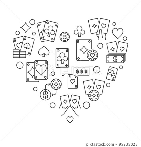 Poker vector concept Heart Shaped outline illustration Poker vector concept Heart Shaped outline illustration 95235025