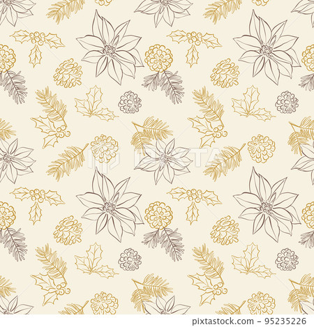 Natural plant line drawing background material beige Natural plant line drawing background material beige 95235226