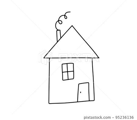 Doodle house icon isolated on white background. Funny vector line illustration in childish style 95236136