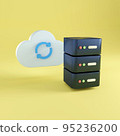Data server with cloud 3d iillustration. Rendering image 95236200