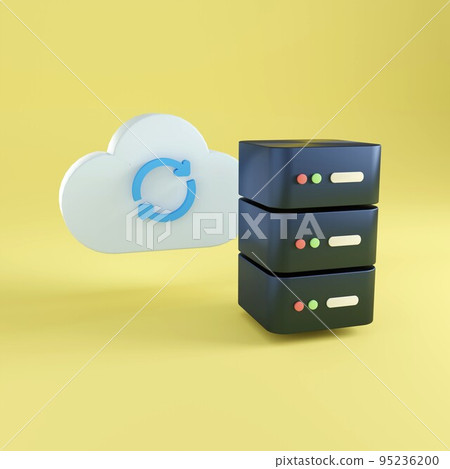 Data server with cloud 3d iillustration. Rendering image Data server with cloud 3d iillustration. Rendering image 95236200