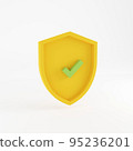 3d Shield illustration with tick mark. Rendering image 95236201