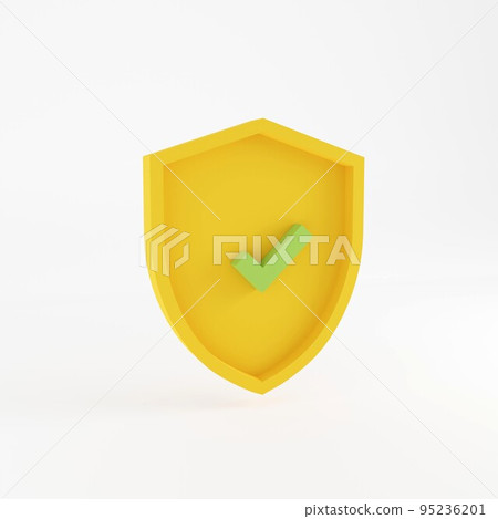 3d Shield illustration with tick mark. Rendering image 3d Shield illustration with tick mark. Rendering image 95236201