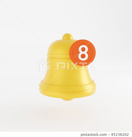 3d Bell icon for notification. Rendering image 3d Bell icon for notification. Rendering image 95236202