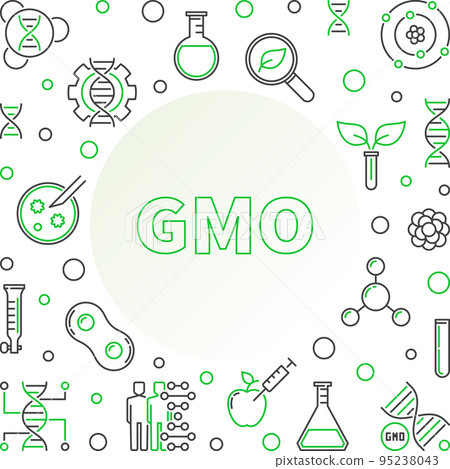 Genetically Modified Organism linear vector concept frame 95238043