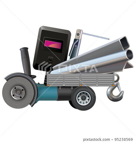 Vector Metal Delivery Concept with Disk Saw 95238569