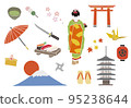 Japanese specialties and tourist attraction illustrations (cutout style) 95238644