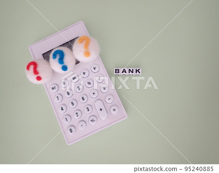 A question mark on a calculator? and bank word A question mark on a calculator? and bank word 95240885