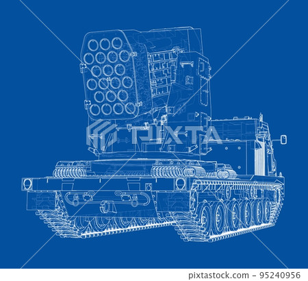 Military track missle system. Vector 95240956