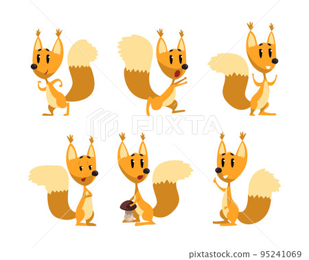 Cute Squirrel Character with Bushy Tail and Friendly Snout Engaged in Different Activity Vector Set Cute Squirrel Character with Bushy Tail and Friendly Snout Engaged in Different Activity Vector Set 95241069