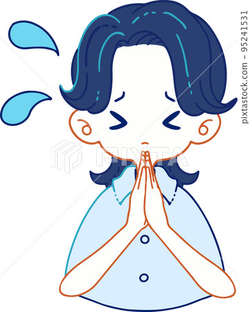 一個人拼命道歉、拼命問的矢量圖 95241531