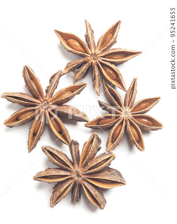 Star anises isolated on white background. Dried star anise spice fruits 95241655