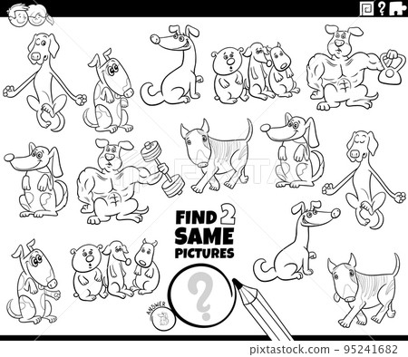 find two same comic dog characters task coloring page find two same comic dog characters task coloring page 95241682