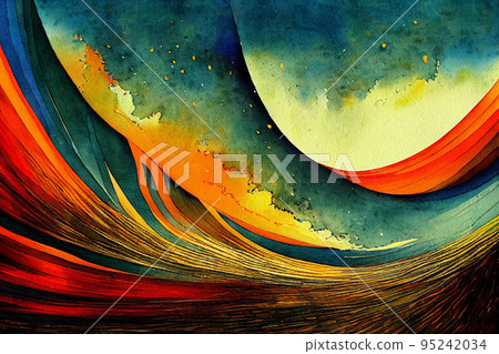 India skyline. Watercolor illustration. Indian landscape India skyline. Watercolor illustration. Indian landscape 95242034