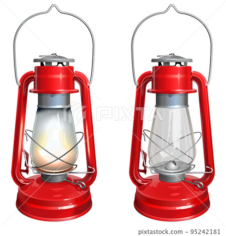 Vector Red Kerosene Lamp Vector Red Kerosene Lamp 95242181