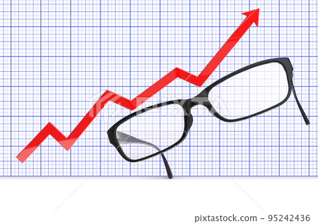 Eyeglasses with growing chart. 3D rendering 95242436