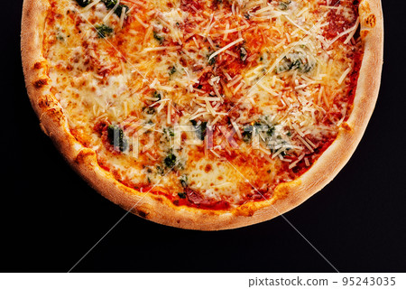 Hot four cheeses delicious rustic homemade american pizza Hot four cheeses delicious rustic homemade american pizza 95243035