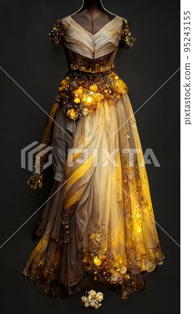 Gorgeous party dress with fancy decor, 3d render 95243155