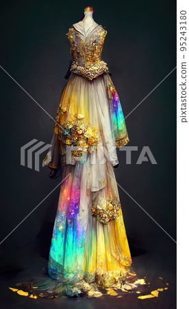Gorgeous party dress with fancy decor, 3d render 95243180