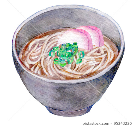 一碗 kake 蕎麥麵水彩插圖 95243220