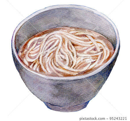 一碗 kake 蕎麥麵水彩插圖 95243221