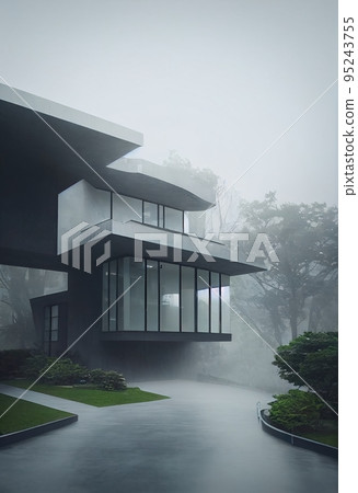 3d rendering of modern cozy house, 3d illustration 3d rendering of modern cozy house, 3d illustration 95243755