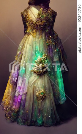 Gorgeous party dress with fancy decor, 3d render 95243786