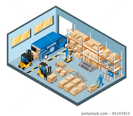 Isometric Warehoouse Interior 95243923