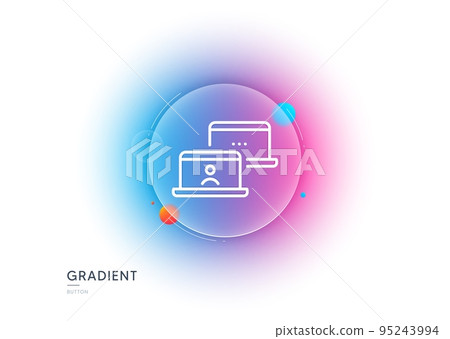 Outsource work line icon. Gradient blur button with glassmorphism. Job at home sign. Remote office employee symbol. Transparent glass design. Outsource work line icon. Vector Outsource work line icon. Gradient blur button with glassmorphism. Job at home sign. Remote office employee symbol. Transparent glass design. Outsource work line icon. Vector 95243994