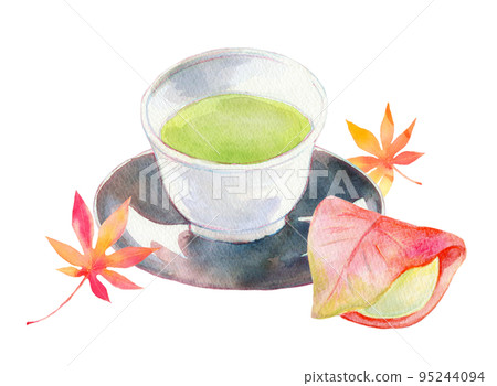 日本糖果和綠茶水彩插圖 日本糖果和綠茶水彩插圖 95244094