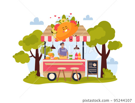 Taco Eatery Cartoon Background 95244107