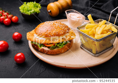 Fried chicken burger - unhealthy food style 95244535