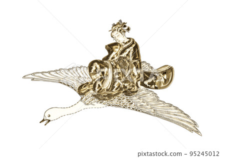 Ukiyo-e Girl riding a bird Part 2 Gold version 95245012