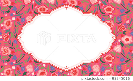 Asian-style colorful floral frame/background material (landscape 16:9) 95245016