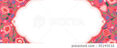 亞洲風格五顏六色的花卉框架/背景材料（橫幅水平） 95245018