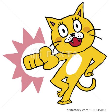 A cat pointing at you with a confident face 95245065