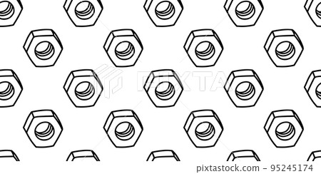 Screw female vector seamless pattern, sketch tool, nut 95245174