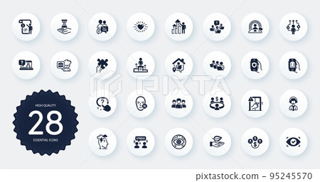 Set of People icons, such as Lgbt, Faq and Shipping support flat icons. Teamwork, Teamwork question, Difficult stress web elements. Puzzle, Meeting, Question button signs. Communication. Vector 95245570