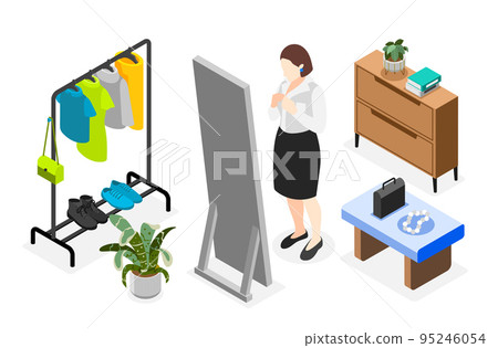 People Morning Routine Isometric Set 95246054
