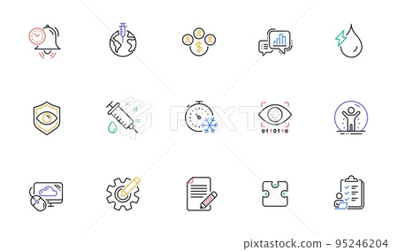 Graph chart, Cloud computing and Freezing timer line icons for website, printing. Collection of Buying currency, Recovered person, Time management icons. Artificial intelligence, Article. Vector 95246204