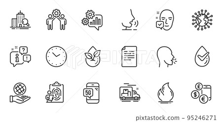 Outline set of Currency rate, Fire energy and Fingerprint line icons for web application. Talk, information, delivery truck outline icon. Include Safe planet, Organic product, 5g phone icons. Vector Outline set of Currency rate, Fire energy and Fingerprint line icons for web application. Talk, information, delivery truck outline icon. Include Safe planet, Organic product, 5g phone icons. Vector 95246271