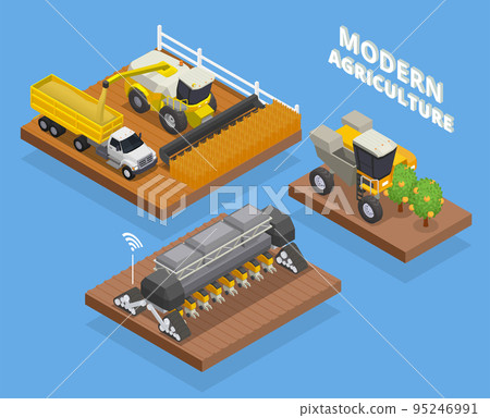 Agricultural Vehicles Isometric Composition 95246991