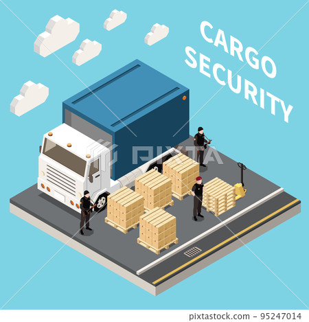 Cargo Security Service Isometric Background Cargo Security Service Isometric Background 95247014