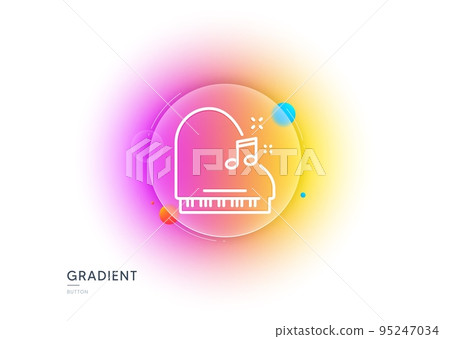 Piano line icon. Gradient blur button with glassmorphism. Musical instrument sign. Music note symbol. Transparent glass design. Piano line icon. Vector Piano line icon. Gradient blur button with glassmorphism. Musical instrument sign. Music note symbol. Transparent glass design. Piano line icon. Vector 95247034