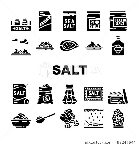 salt sea food crystal powder icons set vector 95247644