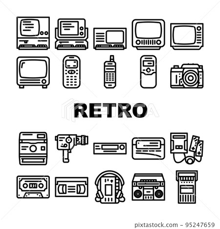 retro gadget vintage techology icons set vector 95247659