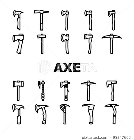 axe hatchet wood blade tool icons set vector axe hatchet wood blade tool icons set vector 95247663