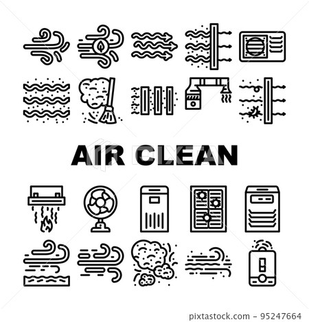 air clean flow freash wind filter icons set vector air clean flow freash wind filter icons set vector 95247664