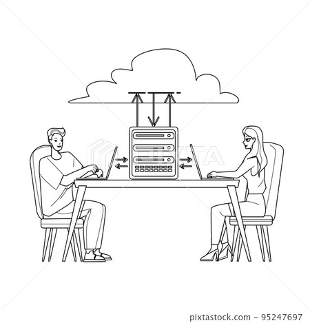 Cloud Hosting Storage Service Using People Vector 95247697