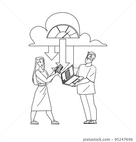 Man And Girl Downloading From Cloud Storage Vector Man And Girl Downloading From Cloud Storage Vector 95247698